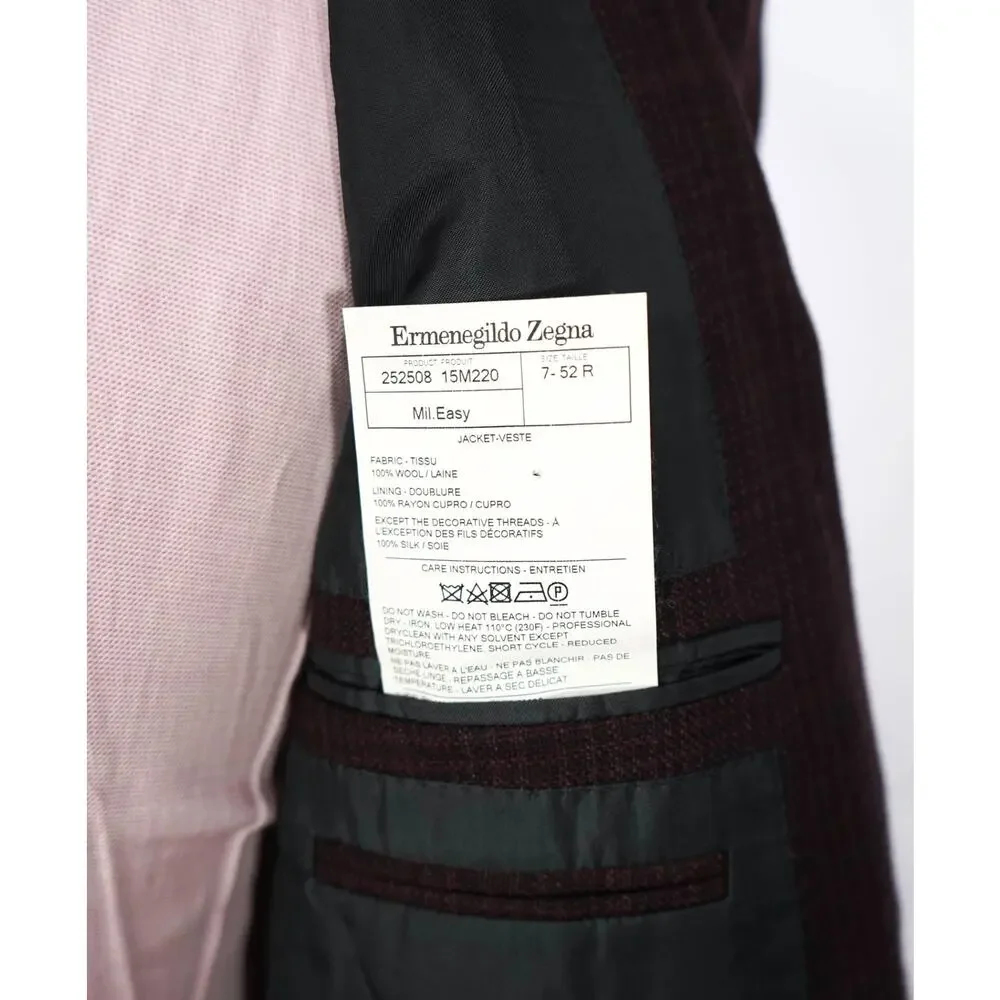 $3,290 ZEGNA - Burgundy Crosshatch 